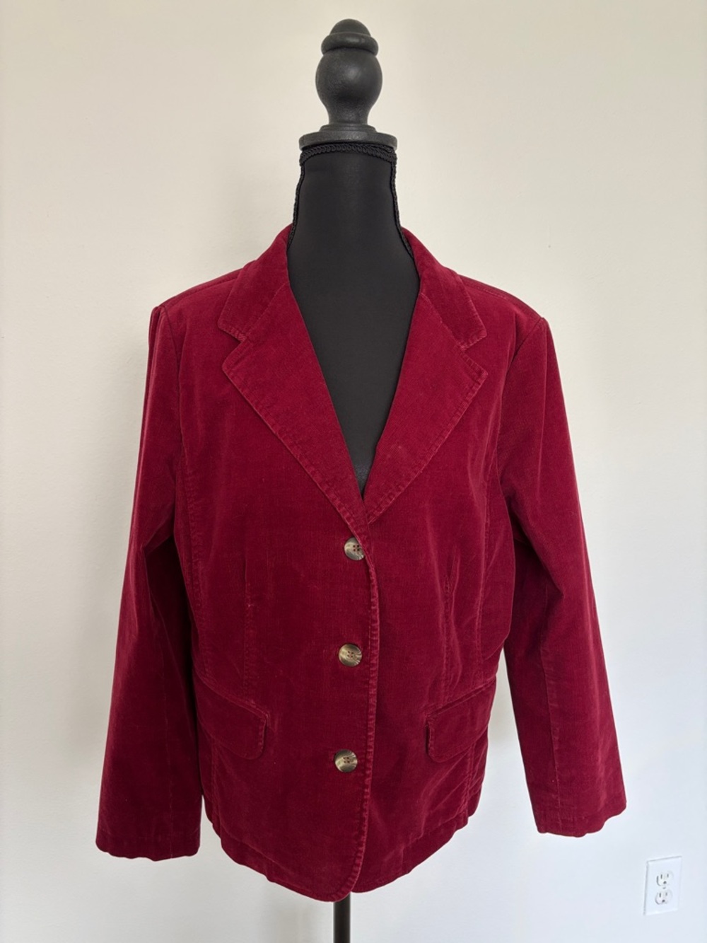Charter Club Women's Burgundy Corduroy Blazer